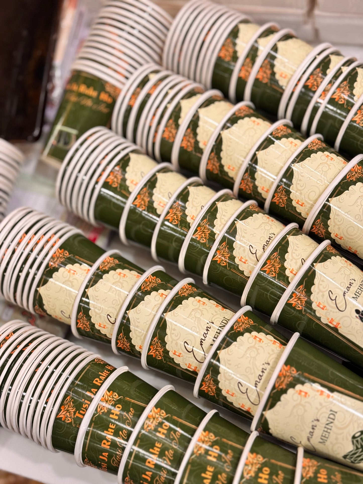 Green theme chai cups