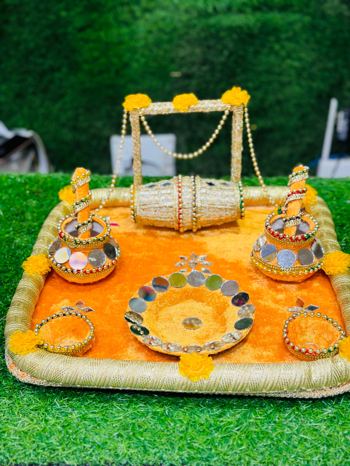 Square Velvet Rasam Tray