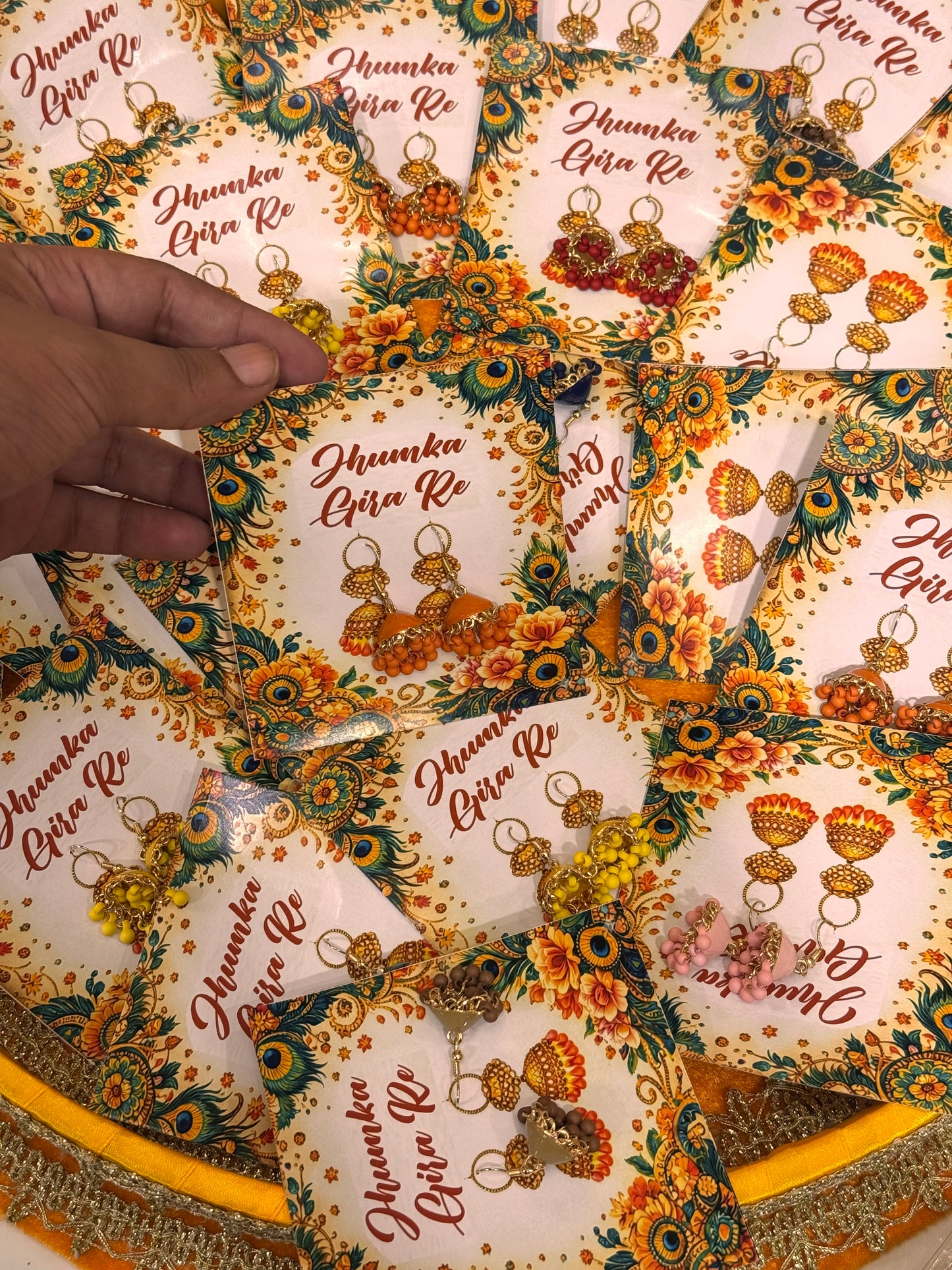 Peacock Theme Jhumka with Card