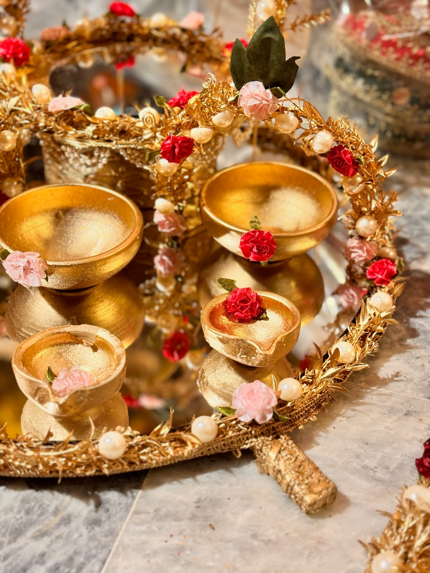 Gold Work Diya Ring Thaal