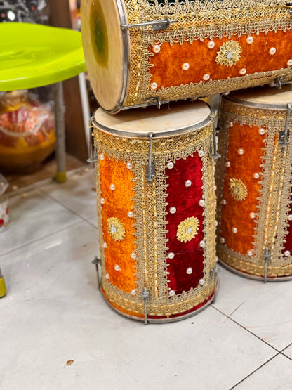 Multi color velvet dholki