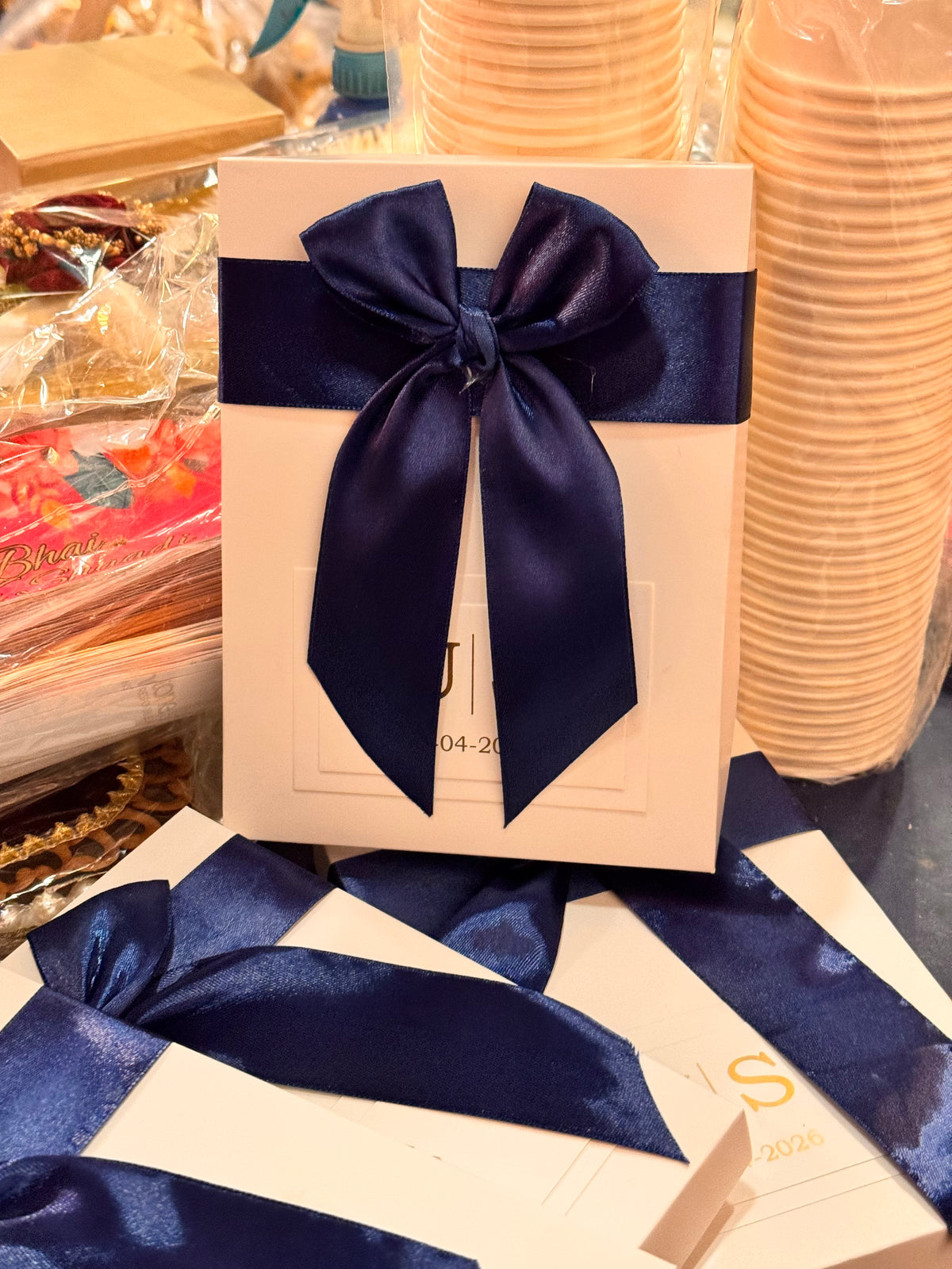 Bixed card with ribbon