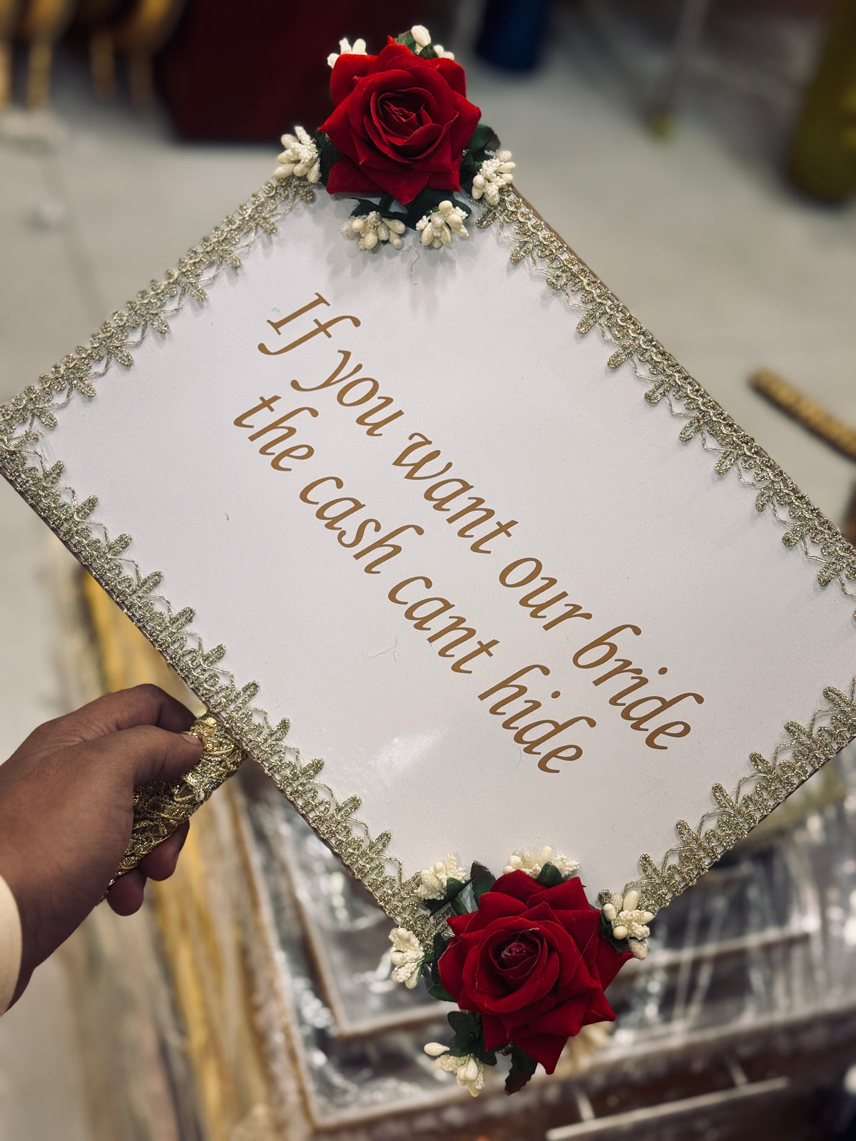 Hand props with flower