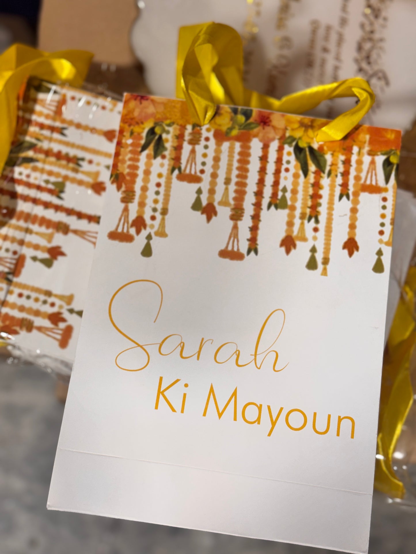 Yellow garland bags
