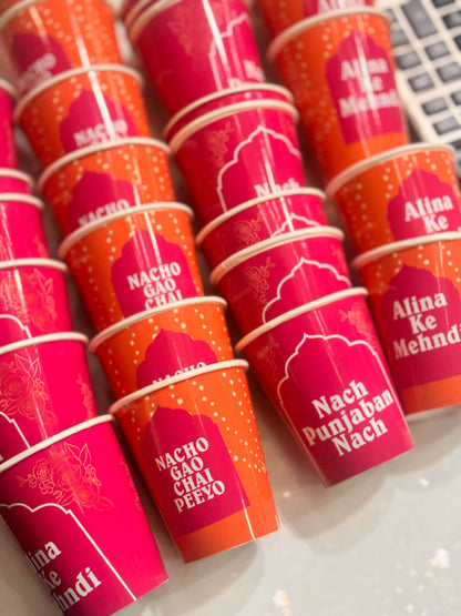 Orange and pink theme chai cups