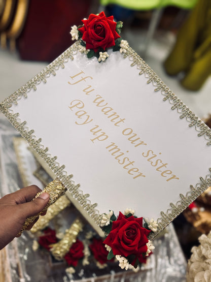 Hand props with flower