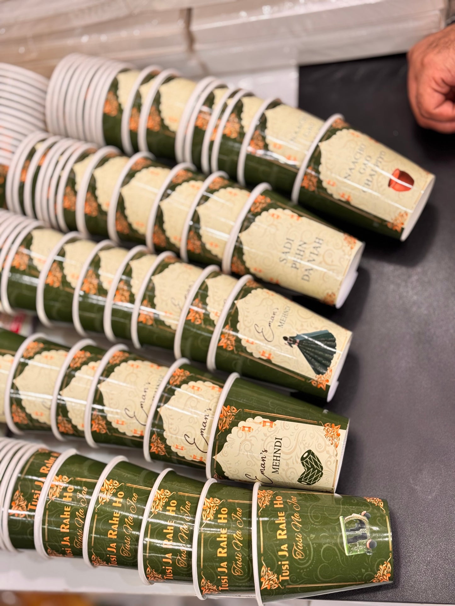 Green theme chai cups