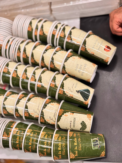 Green theme chai cups