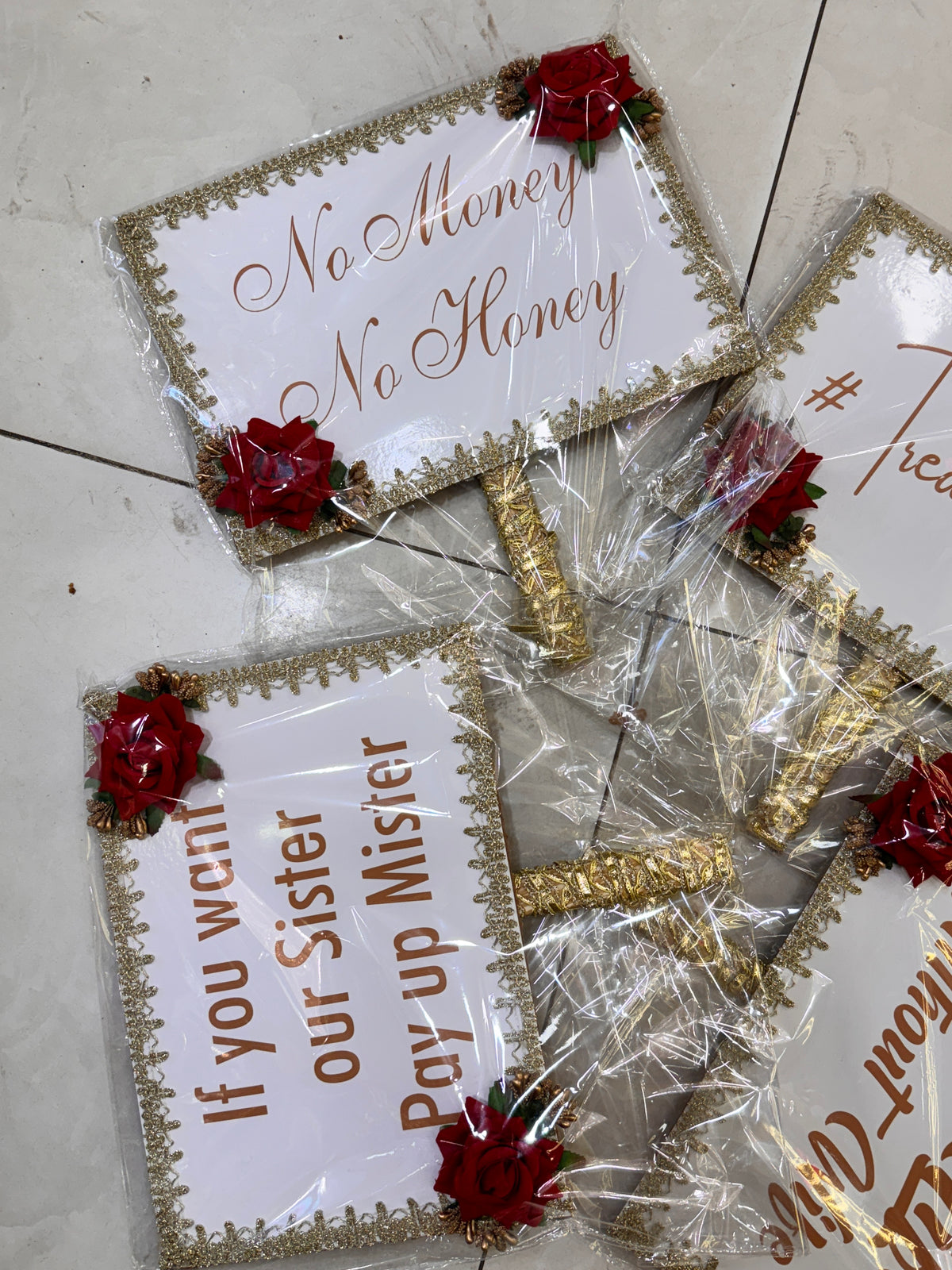 Hand props with flower