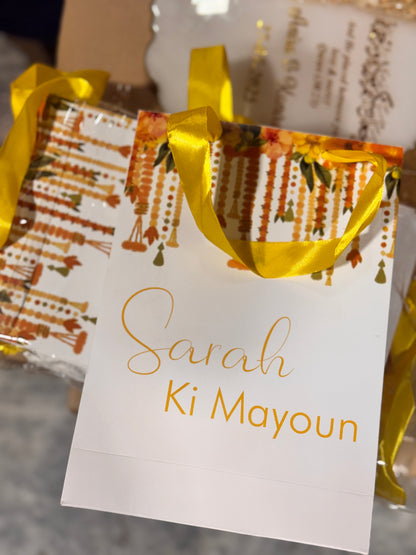 Yellow garland bags