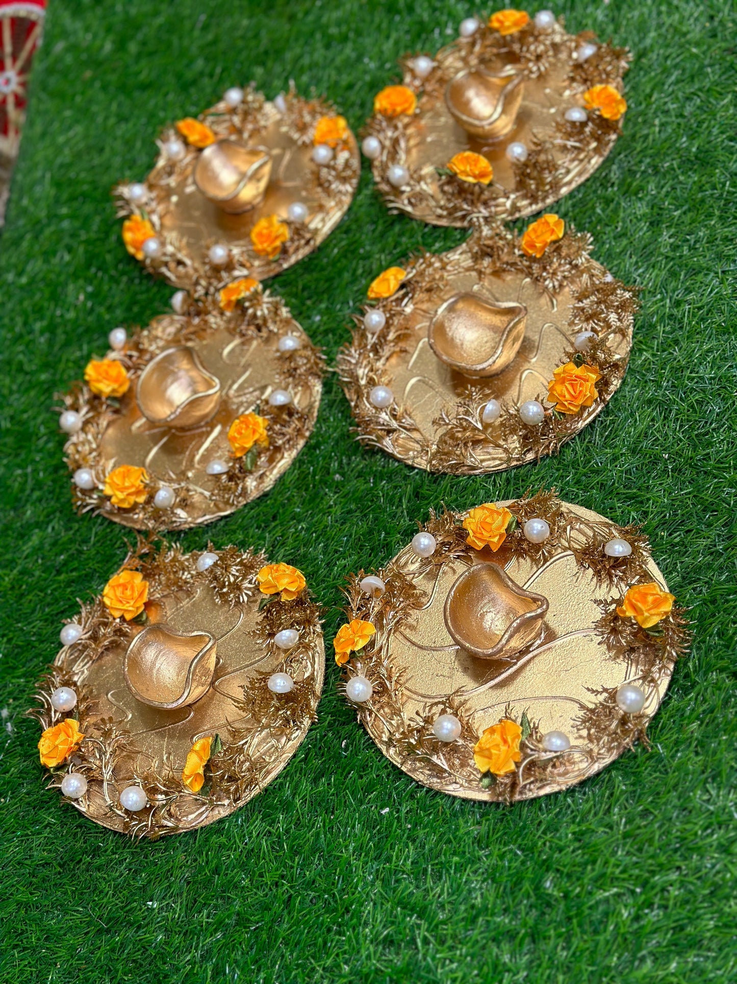 7 inch Gold Work Diya Plates