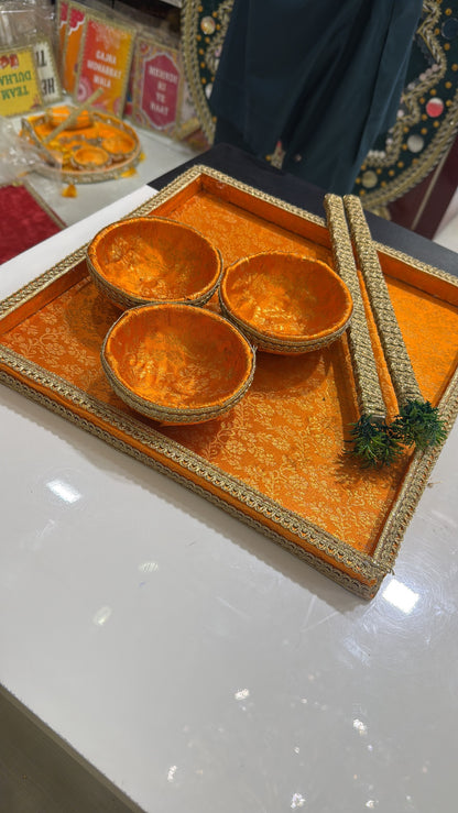 Velvet Diya Thaal With Sticks