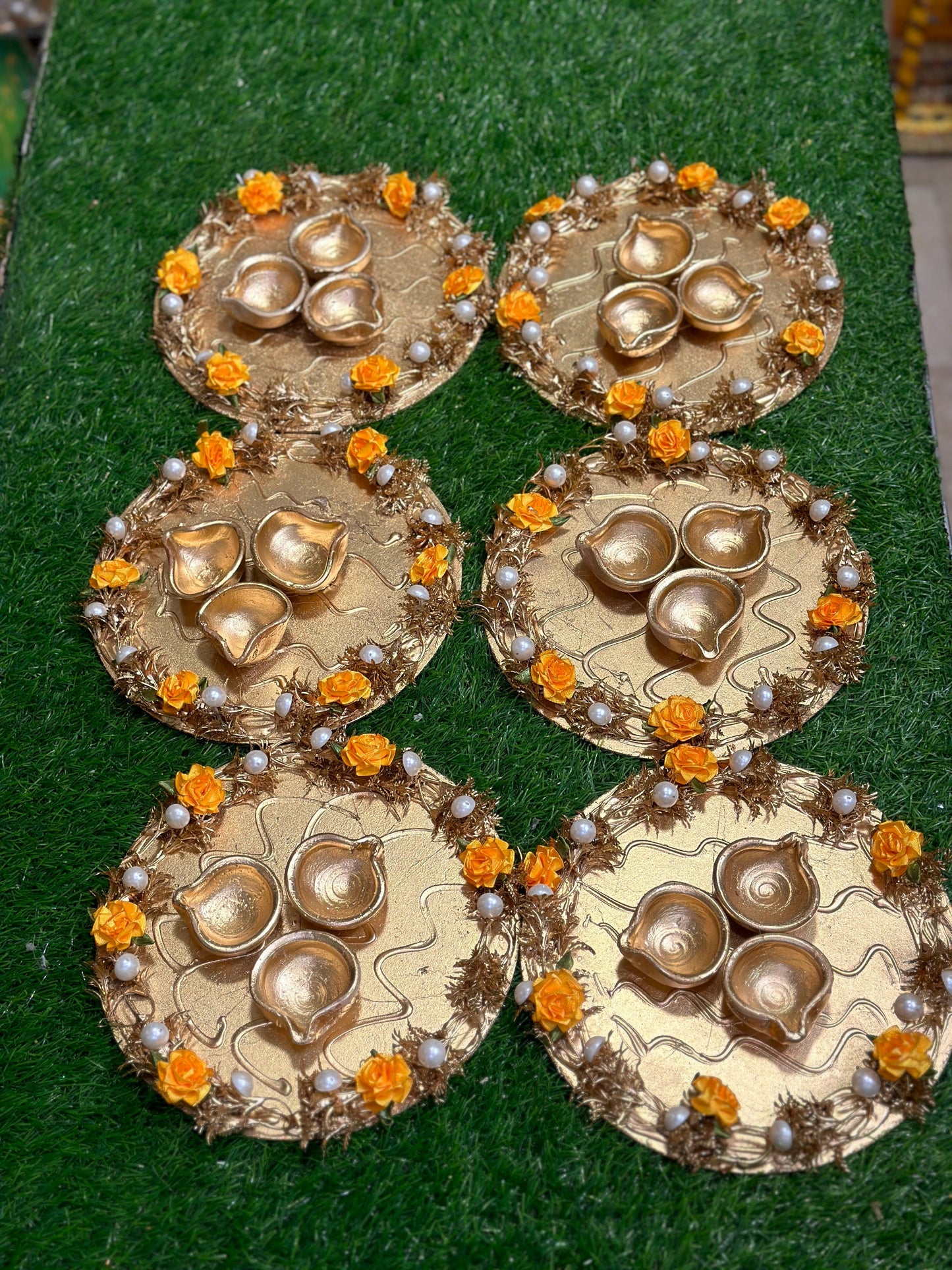 9 Inch Gold Work Diya Plates