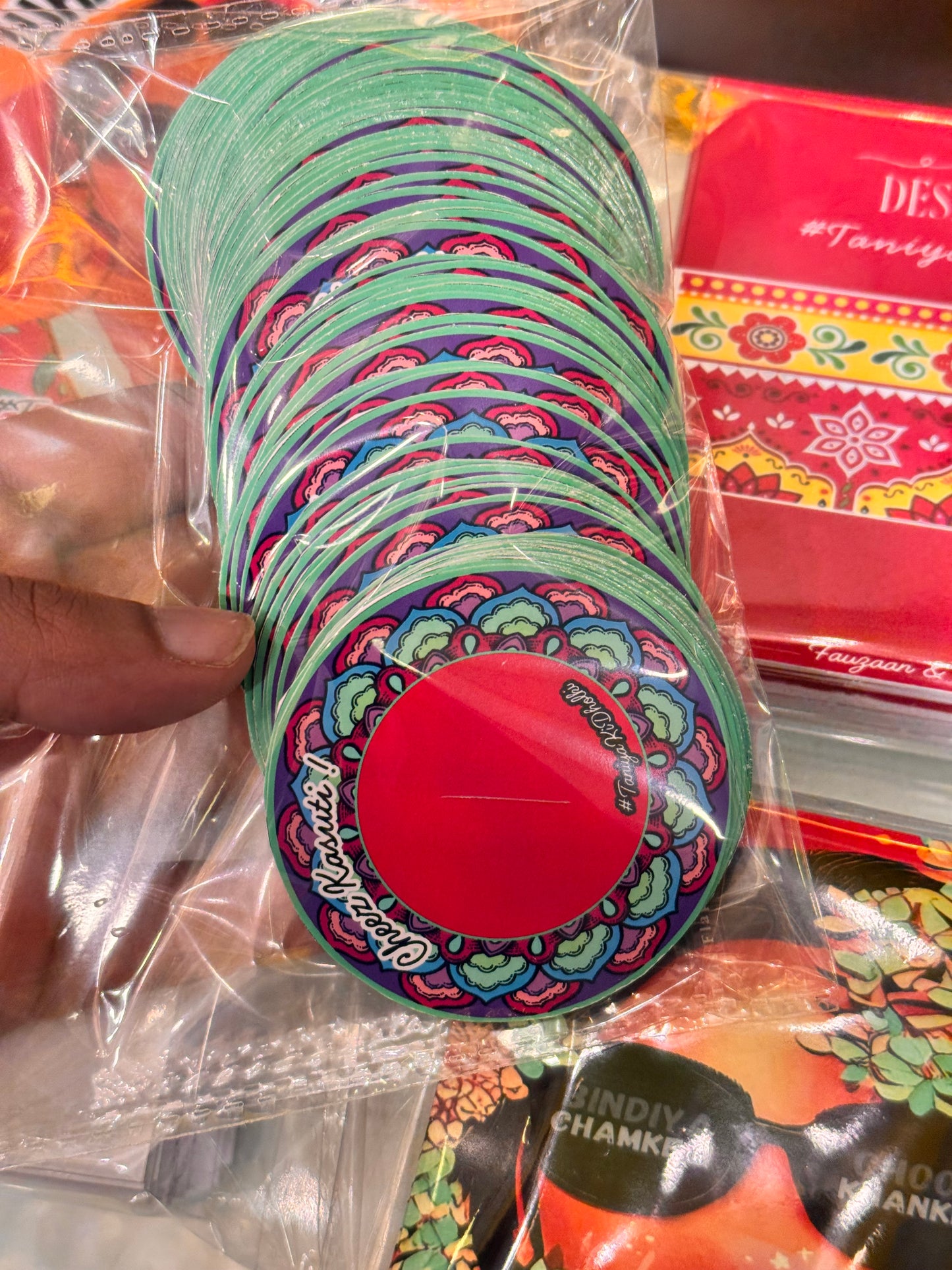 Rangoli design favor cards