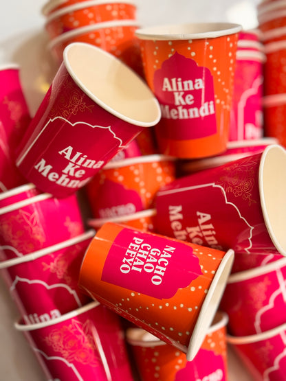 Orange and pink theme chai cups