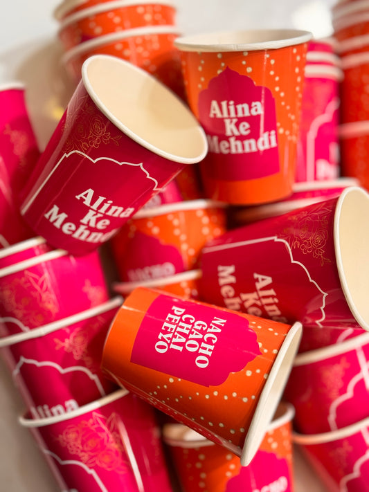 Orange and Pink Theme Chai Cups ( Minimum 30 PCs)