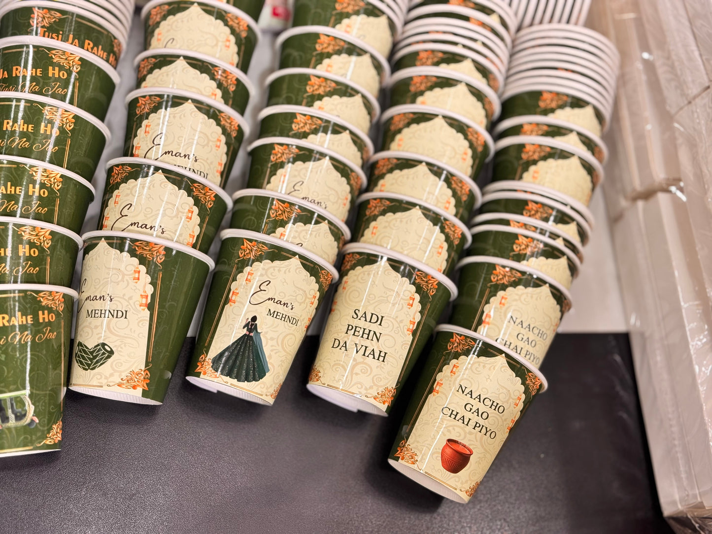 Green theme chai cups