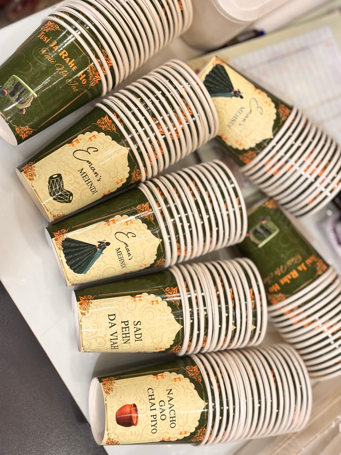 Green theme chai cups