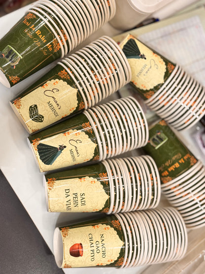 Green theme chai cups