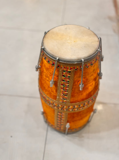 Decorated original wood dholak