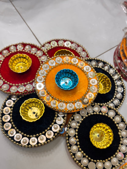 Round Mirror Border Plate Pack of 6