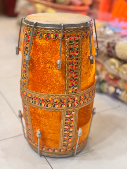 Decorated original wood dholak