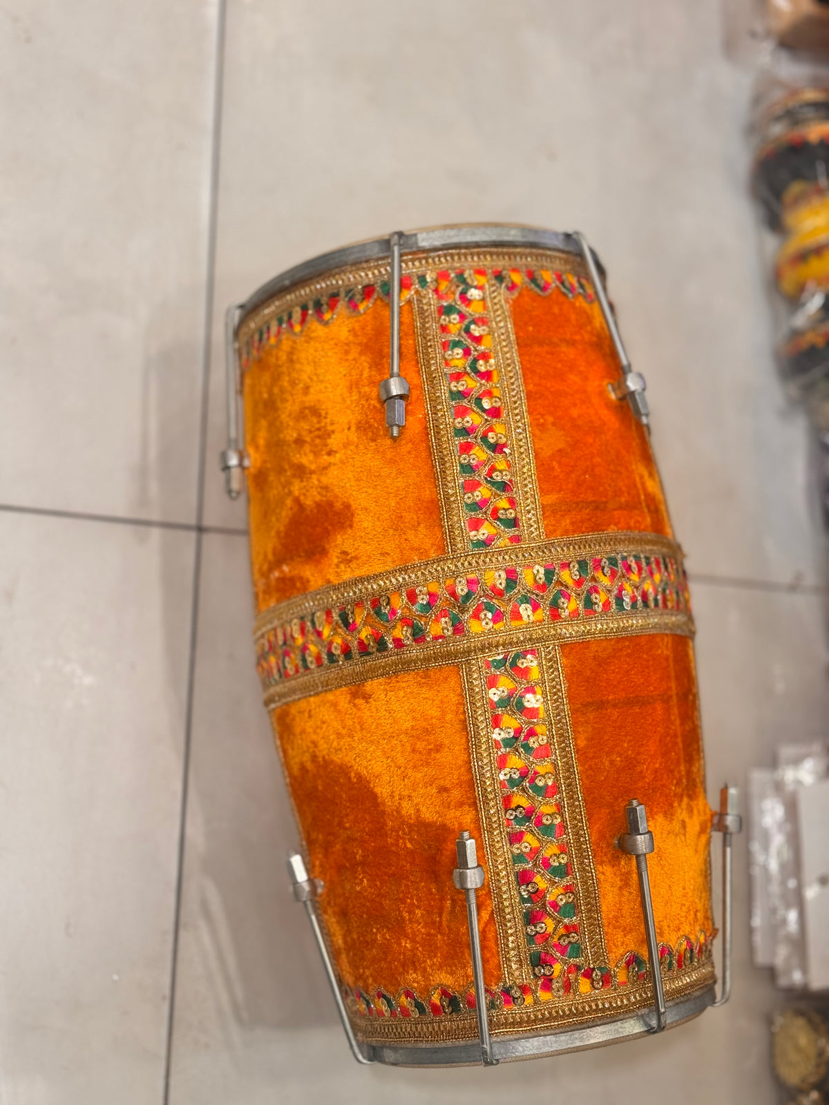 Decorated original wood dholak