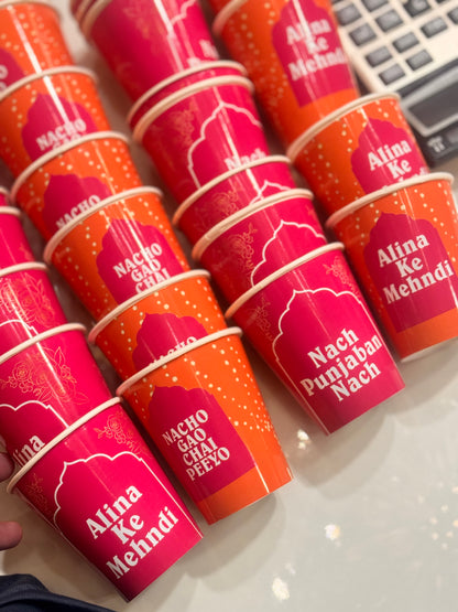 Orange and pink theme chai cups