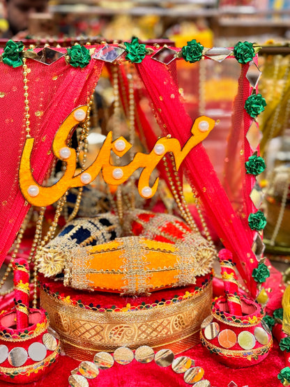 Velvet Net Design Mehndi Thaal