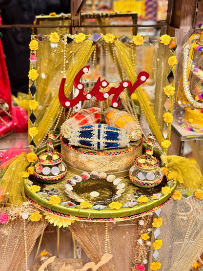 Velvet Net Design Mehndi Thaal
