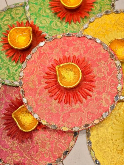 Mehndi Diya Plates Thread Design Pack of 6