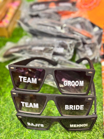 Team Groom and Bride Glasses with Card