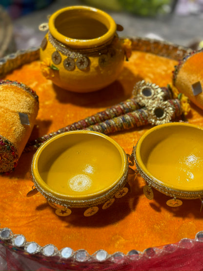 Velvet Round Diya Cone Thaal