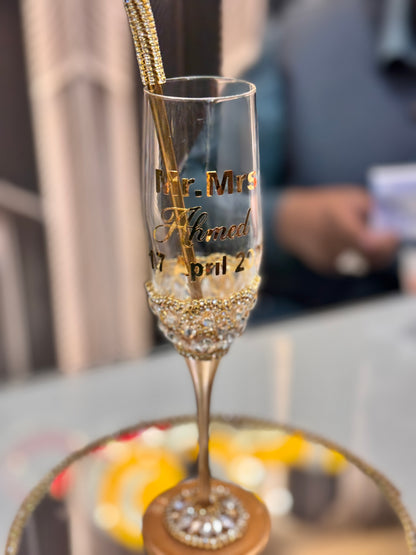 Glass tray with Straw Doodh Pilai Glass
