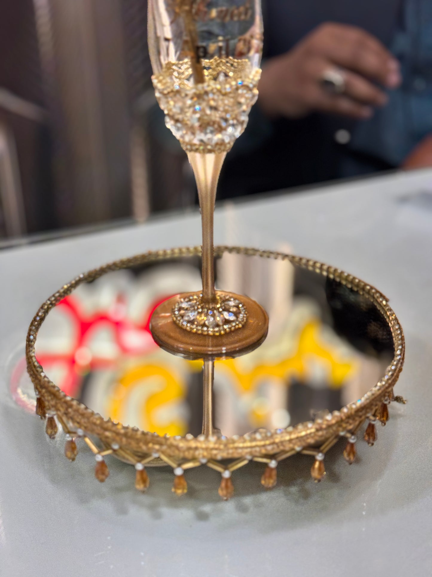 Glass tray with Straw Doodh Pilai Glass