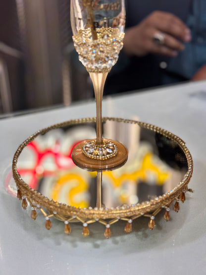 Glass tray with Straw Doodh Pilai Glass
