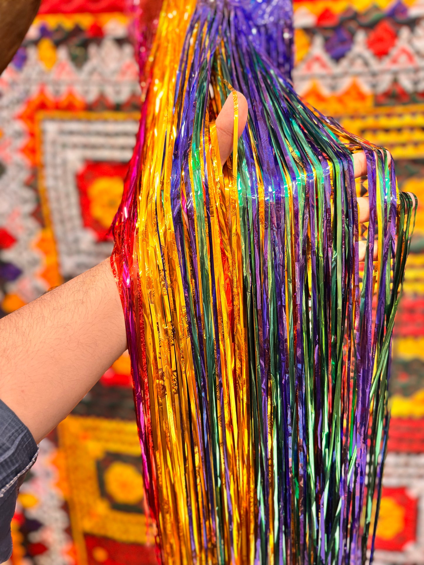 Long rainbow shimmery hanging Pack of 6