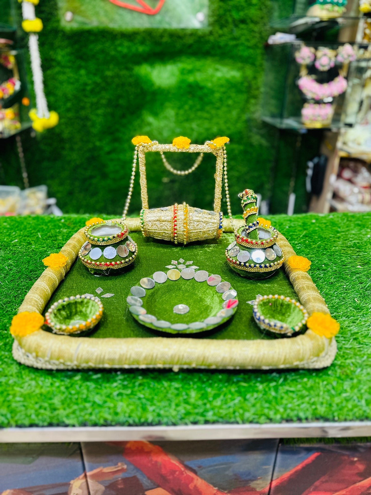 Square Velvet Rasam Tray