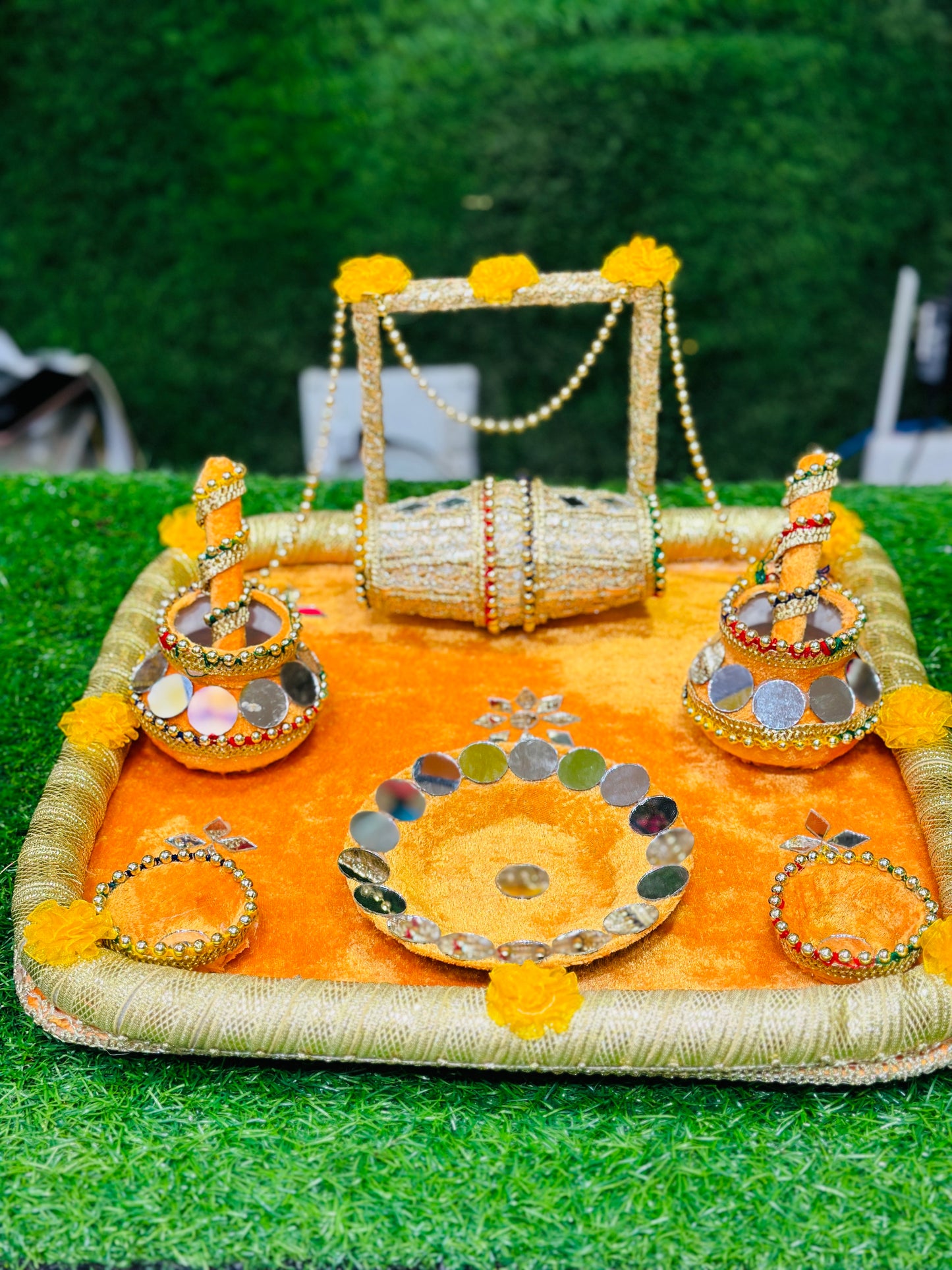 Square Velvet Rasam Tray
