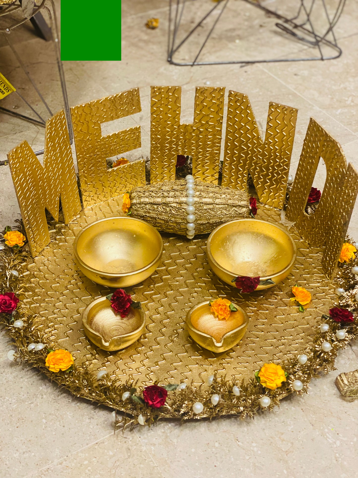Gold Work Mehndi Thaal