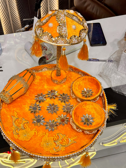 Velvet Dholki Umbrella Thaal