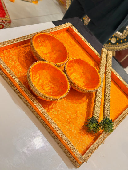 Velvet Diya Thaal With Sticks