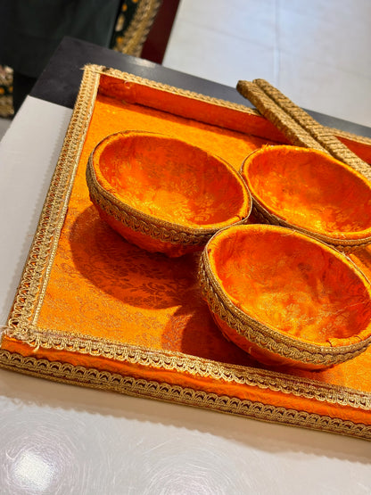 Velvet Diya Thaal With Sticks