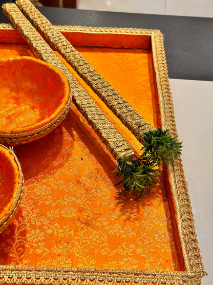 Velvet Diya Thaal With Sticks