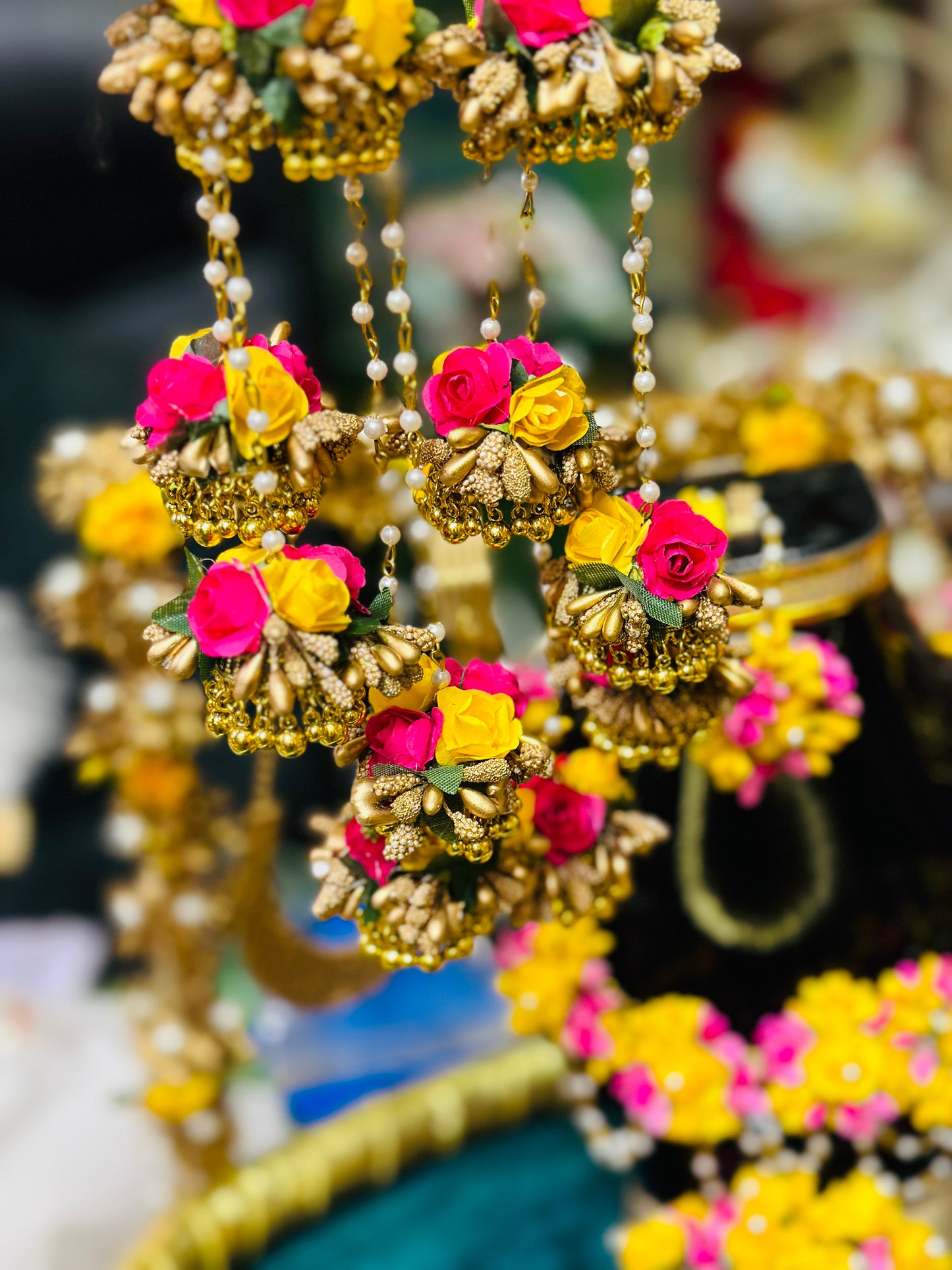 Pink and Yellow Floral Jewelry Set