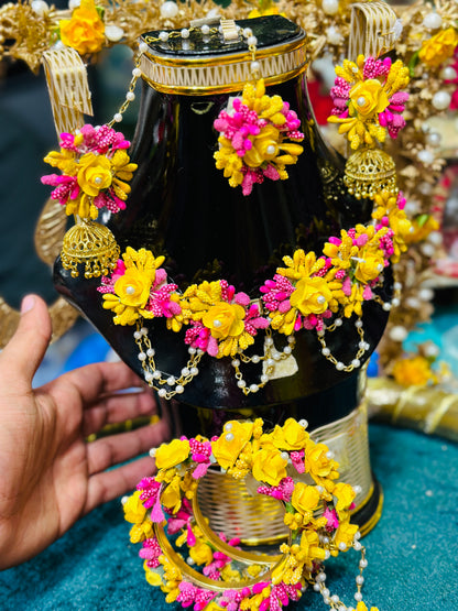 Pink and Yellow Floral Jewelry Set