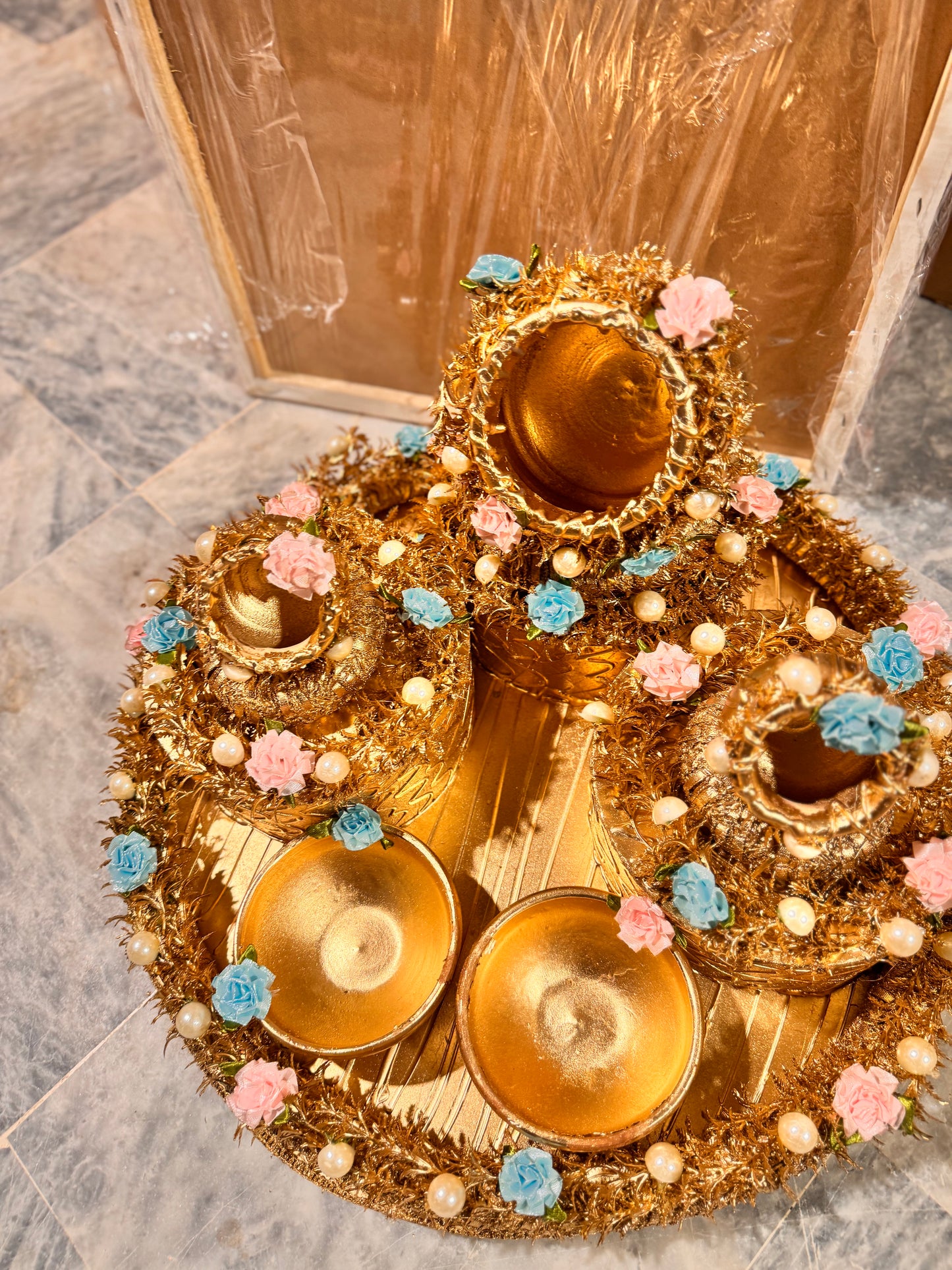 Gold Work Pastel Theme Thaal