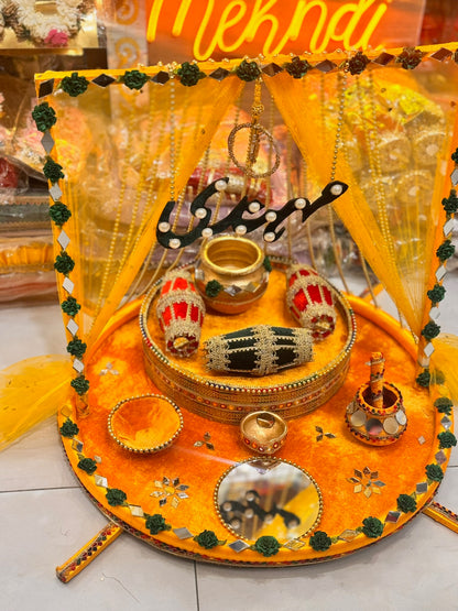 Mehndi Velvet Step Thaal Design 1
