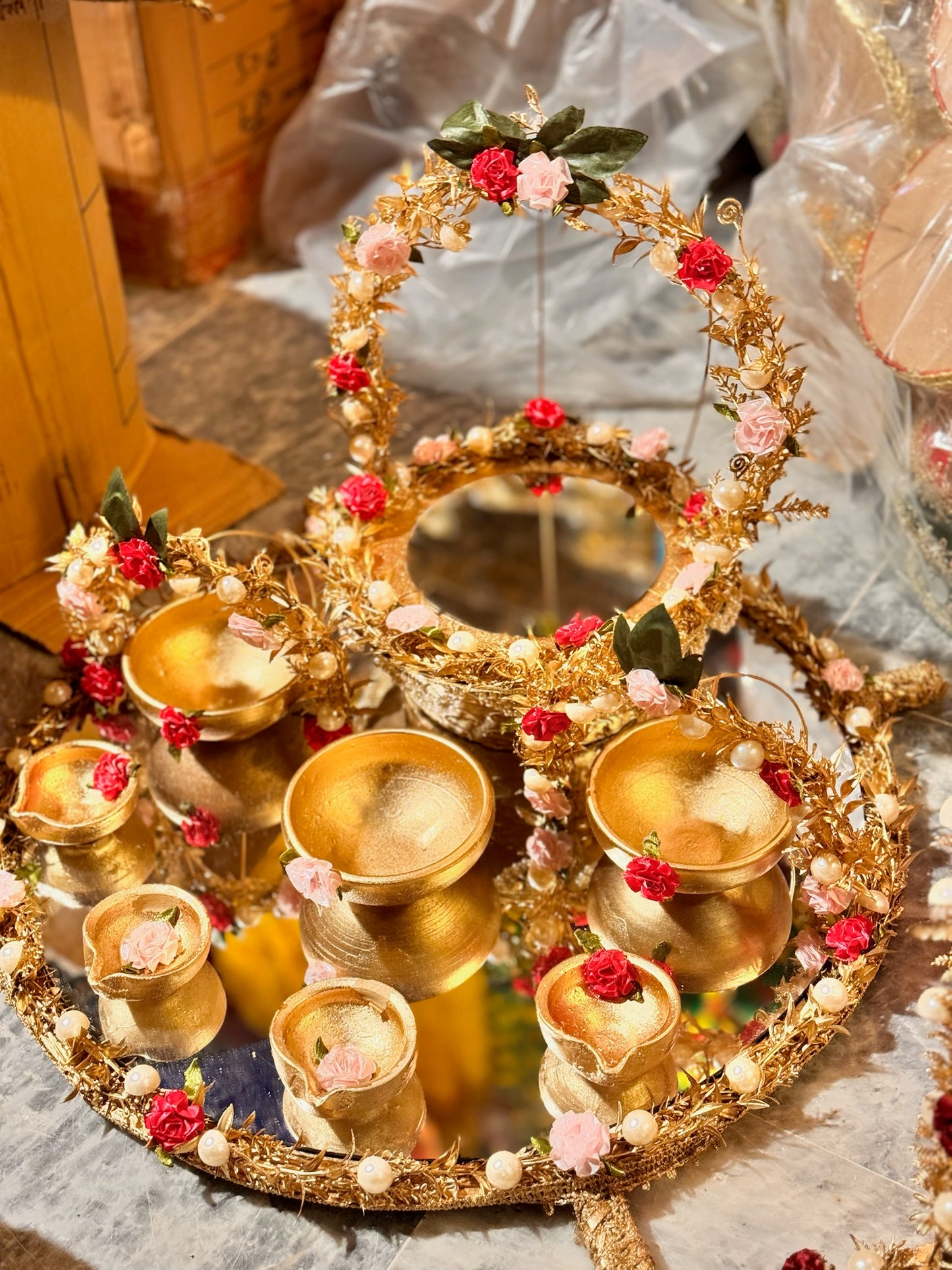 Gold Work Diya Ring Thaal